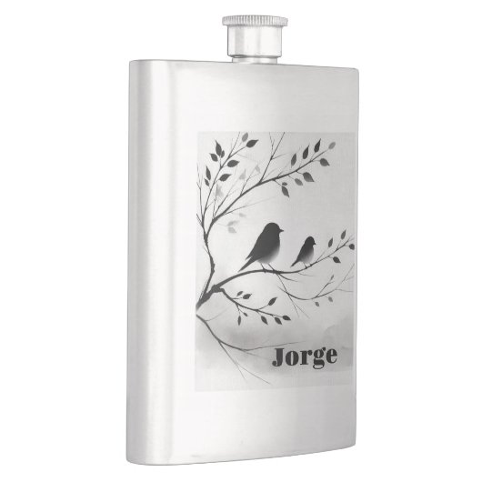 Monogram Eenvoudige Zwart-Witte Vogels in Bomen | Flacon (Rechts)