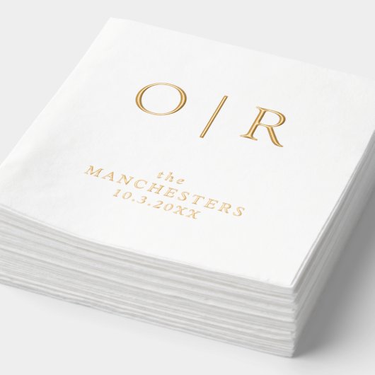 Monogram Eerste Initialen Trouwen Gold Foil servet (Detail)