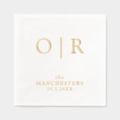 Monogram Eerste Initialen Trouwen Gold Foil servet (Voorkant)
