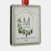 Monogram Eerste Kerstmis in ons Nieuwe Huis Metalen Ornament (Rechts)