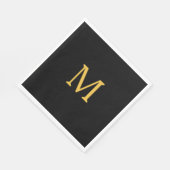 Monogram Eerste Letter Aangepaste Naam Goud Zwart  Servet (Hoek)