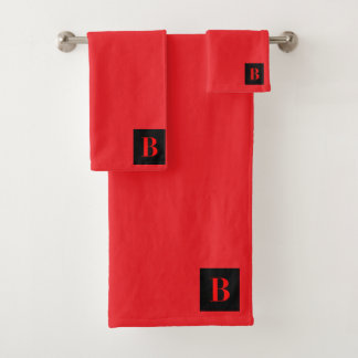 Monogram Eerste Letter B Rood  Bad Handdoek