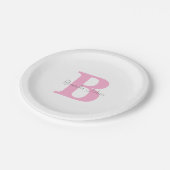 Monogram Eerste Letter Baby Shower Roze Aangepaste Papieren Bordje (Gekanteld)
