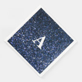 Monogram Eerste Letter Blauwe Glitters Wit Aangepa Servet (Hoek)