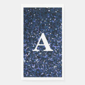 Monogram Eerste Letter Blauwe Glitters Wit Aangepa Servet (Voorkant)