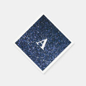 Monogram Eerste Letter Blauwe Glitters Witte Aange Servet (Hoek)
