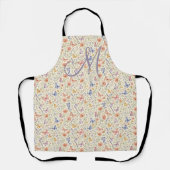 Monogram Eerste Letter Bloemen Vlinders Cadeau Voo Schort (Voorkant)