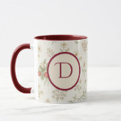 Monogram Eerste Letter Boho Willow & Aardbeien Cad Mok (Links)