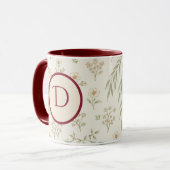 Monogram Eerste Letter Boho Willow & Aardbeien Cad Mok (Voorkant links)