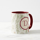 Monogram Eerste Letter Boho Willow & Aardbeien Cad Mok (Voorkant rechts)