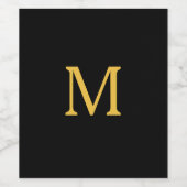Monogram Eerste Letter Eigen Naam Goud Zwart Elega Wijn Etiket (Enkel label)
