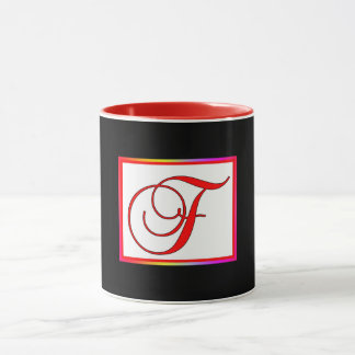 Monogram Eerste Letter F Wit Rood Binnen Zwart Bui Mok