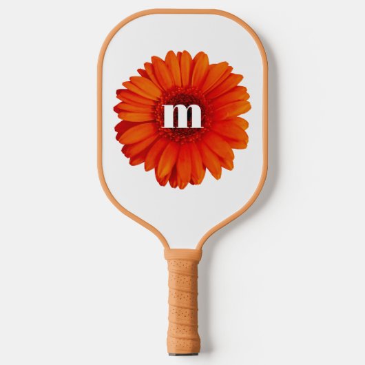 Monogram Eerste Letter Gerbera Madelief Pickleball Paddle (Voorkant)