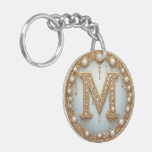 Monogram Eerste Letter M Cadeau Voor Vriendin Sleutelhanger (Voorkant Links)