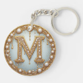 Monogram Eerste Letter M Cadeau Voor Vriendin Sleutelhanger (Achterkant)