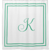 Monogram Eerste Letter Mint Groen Wit Aangepast Sc Douchegordijn (Voorkant)