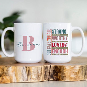 Monogram Eerste Letter Naam Christelijk Geloof Geb Koffiemok
