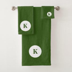 Monogram Eerste Letter Naam Donkergroen Kleurrijk Bad Handdoek