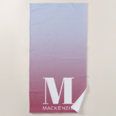 Monogram Eerste Letter Naam Gradiënt Roze Blauw Strandlaken (Voorkant)