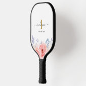 Monogram Eerste Letter Naam Lila Roze Bloem Pickleball Paddle (Links)