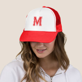 Monogram eerste letter naam Rode Moederdag cadeau Trucker Pet