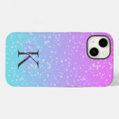 Monogram Eerste Letter Naam Roze Blauwe Glitter Om Case-Mate iPhone Case (Achterkant (horizontaal))