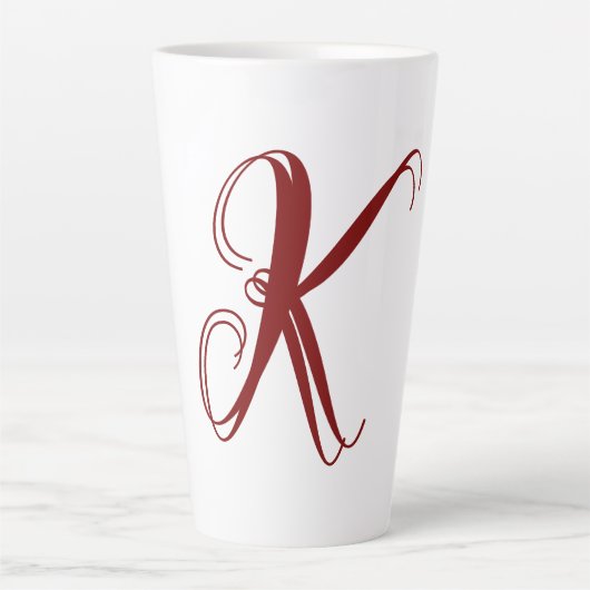 Monogram Eerste Letter Naam Schrift Minimaal Trouw Latte Mok (Voorkant)