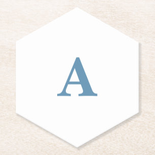 Monogram Eerste Letter Naam Stof Blauw Wit Eenvoud Kartonnen Onderzetters