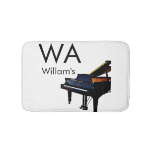 Monogram eerste letter naam tekst piano muziek badmat