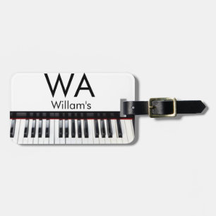 Monogram eerste letter naam tekst piano muziek  bagagelabel