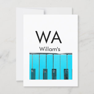 Monogram eerste letter naam tekst piano muziek briefkaart