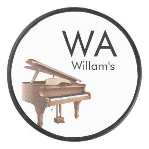 Monogram eerste letter naam tekst piano muziek hockey puck