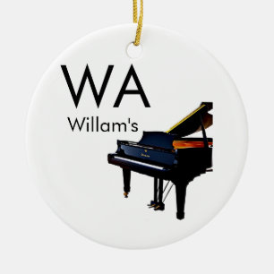 Monogram eerste letter naam tekst piano muziek keramisch ornament