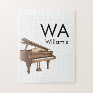 Monogram eerste letter naam tekst piano muziek legpuzzel
