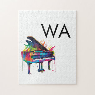 Monogram eerste letter naam tekst piano muziek legpuzzel