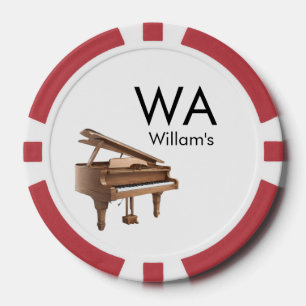 Monogram eerste letter naam tekst piano muziek poker chips