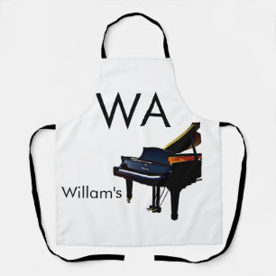 Monogram eerste letter naam tekst piano muziek schort