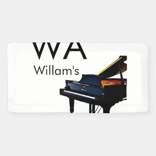 Monogram eerste letter naam tekst piano muziek spandoek
