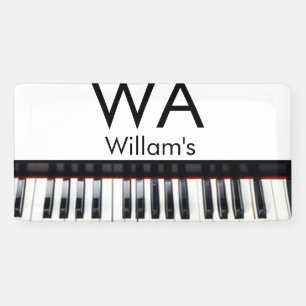 Monogram eerste letter naam tekst piano muziek spandoek