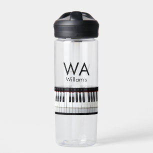 Monogram eerste letter naam tekst piano muziek waterfles