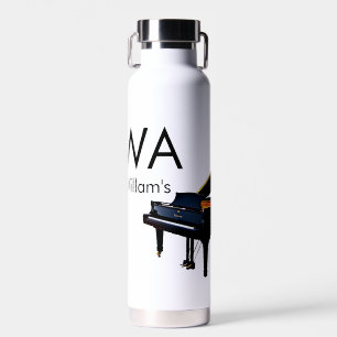 Monogram eerste letter naam tekst piano muziek waterfles