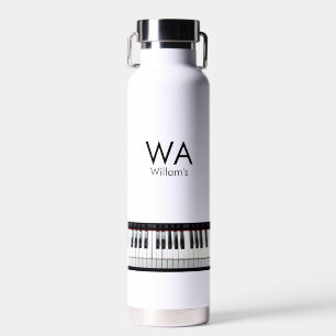 Monogram eerste letter naam tekst piano muziek waterfles