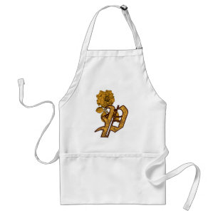 Monogram Eerste Letter P Elegante Gouden Pioen Roo Standaard Schort