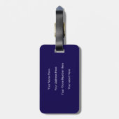 Monogram Eerste Letter Preppy Navy Blauwe Cadeau Bagagelabel (Achterkant verticaal)