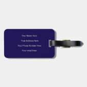 Monogram Eerste Letter Preppy Navy Blauwe Cadeau Bagagelabel (Achterkant horizontaal)
