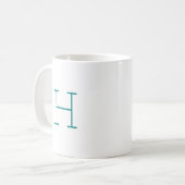 Monogram Eerste Letter Retro Typemachine Teal Blau Koffiemok (Voorkant links)