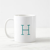 Monogram Eerste Letter Retro Typemachine Teal Blau Koffiemok (Links)