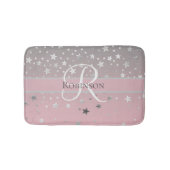 Monogram Eerste Letter Roze Grijs Zilver Modieus Badmat (Voorkant)