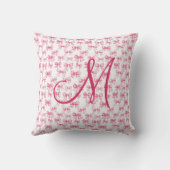 Monogram Eerste Letter Roze Strik Coquette Estheti Kussen (Achterkant)