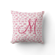 Monogram Eerste Letter Roze Strik Coquette Estheti
